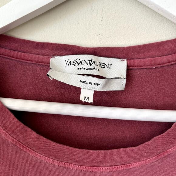 Yves Saint Laurent YSL Vintage Y2K T-Shirt Womens Size M Baby Tee Pink Velvet - Picture 4 of 4
